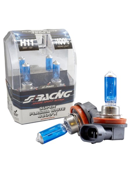 Kit 2 lampadine alogene H11 55W plasma 4600K Super Plasma White Simoni Raci