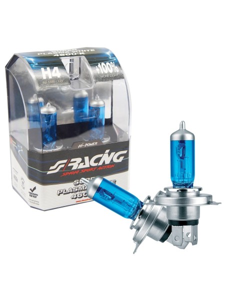 Kit 2 lampadine alogene H4 55W plasma 4600K Super Plasma White Simoni Racin