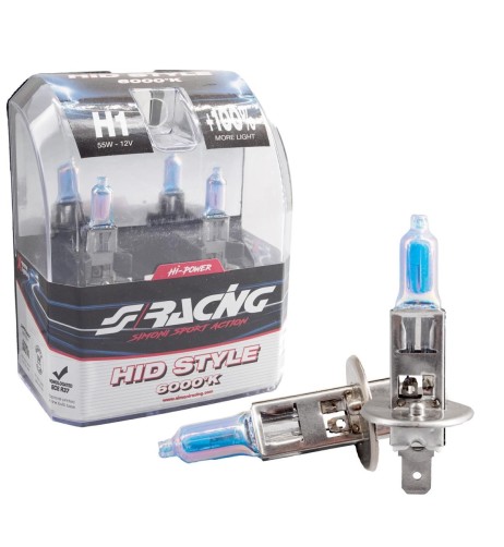 Kit 2 lampadine alogene H1 55W 6000K Hid Style Simoni Racing