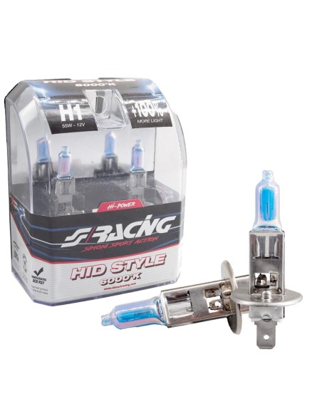 Kit 2 lampadine alogene H1 55W 6000K Hid Style Simoni Racing