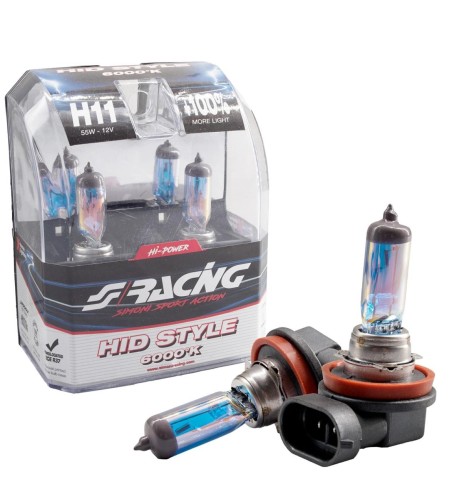 Kit 2 lampadine alogene H11 55W 6000K Hid Style Simoni Racing