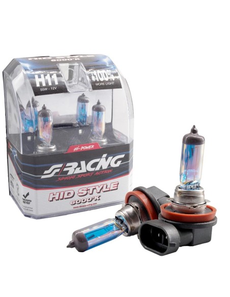 Kit 2 lampadine alogene H11 55W 6000K Hid Style Simoni Racing