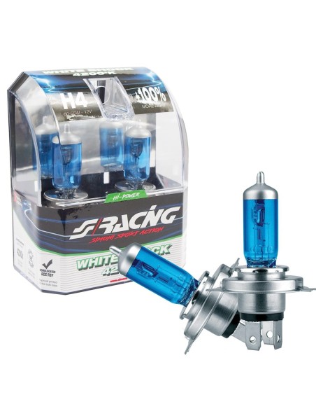 Kit 2 lampadine alogene H4 60 55W White Shock 4200K Simoni Racing