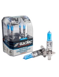 Kit 2 lampadine alogene H1 55W ghiaccio 3800K Crystal White Simoni Racing