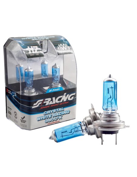 Kit 2 lampadine alogene H7 55W ghiaccio 3800K Crystal White Simoni Racing