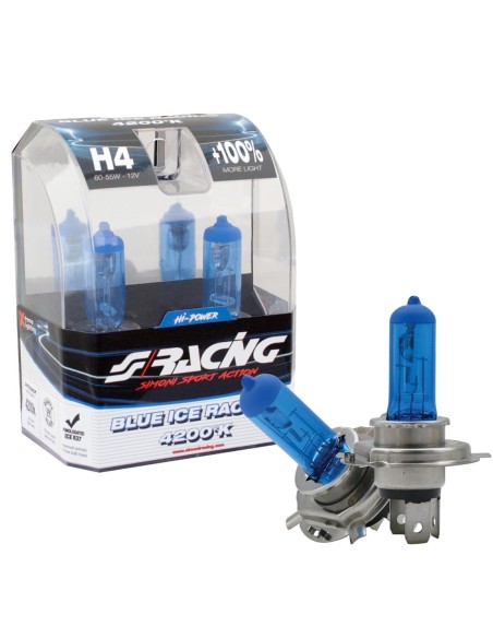Kit 2 lampadine alogene H4 55W ghiaccio 4200K Blue Ice Simoni Racing