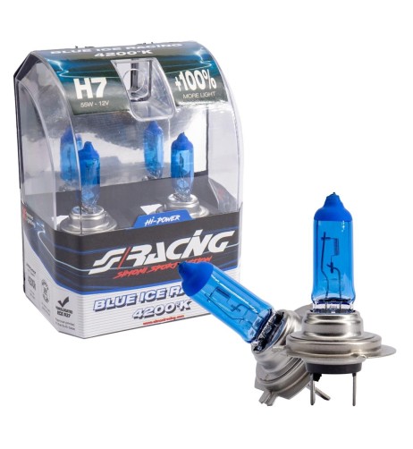 Kit 2 lampadine alogene H7 55W ghiaccio 4200K Blue Ice Simoni Racing
