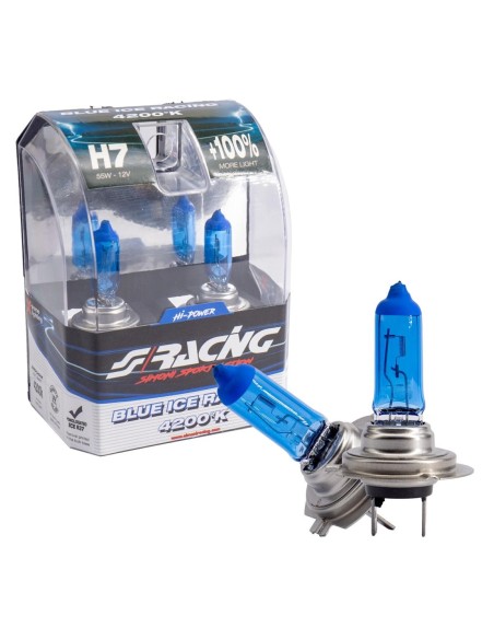 Kit 2 lampadine alogene H7 55W ghiaccio 4200K Blue Ice Simoni Racing