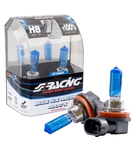 Kit 2 lampadine alogene H8 35W ghiaccio 4200K Blue Ice Simoni Racing