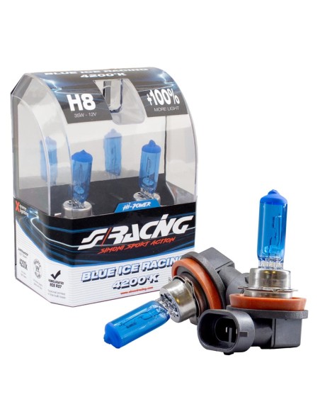 Kit 2 lampadine alogene H8 35W ghiaccio 4200K Blue Ice Simoni Racing