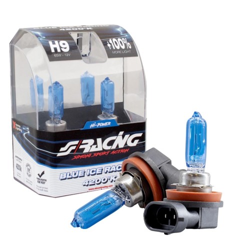 Kit 2 lampadine alogene H9 65W ghiaccio 4200K Blue Ice Simoni Racing
