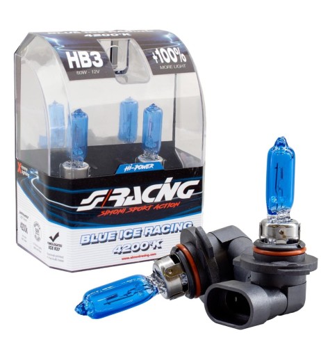 Kit 2 lampadine alogene HB3 65W ghiaccio 4200K Blue Ice Simoni Racing