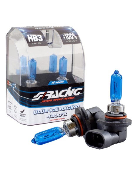 Kit 2 lampadine alogene HB3 65W ghiaccio 4200K Blue Ice Simoni Racing