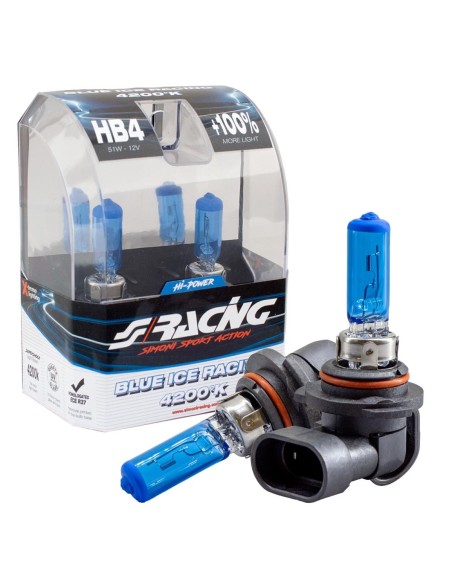 Kit 2 lampadine alogene HB4 55W ghiaccio 4200K Blue Ice Simoni Racing