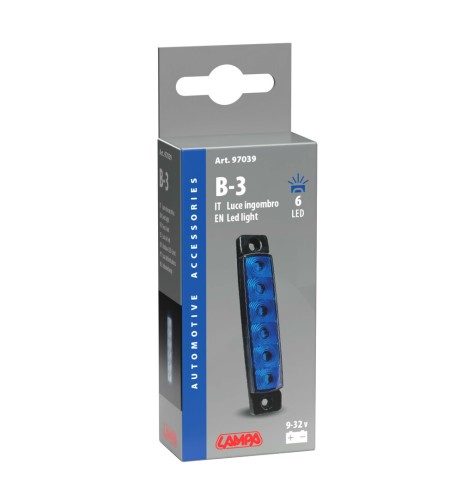 Luce ingombro a 6 Led montaggio in superficie 12 24V blu