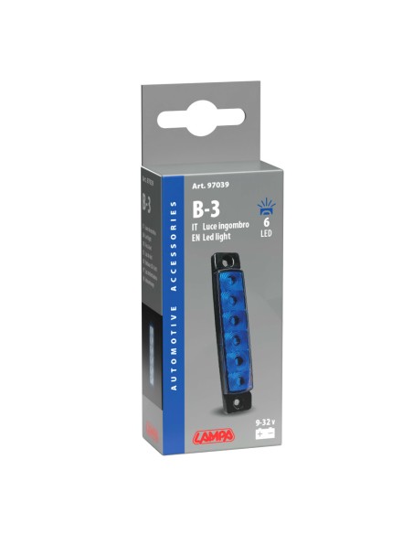 Luce ingombro a 6 Led montaggio in superficie 12 24V blu