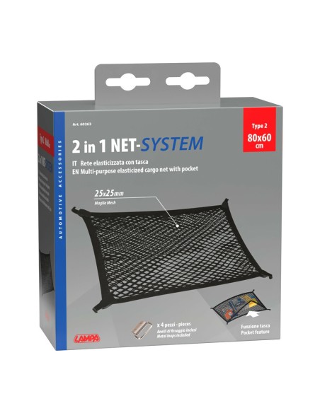 Doppia rete fermacarichi elasticizzata 80x60cm