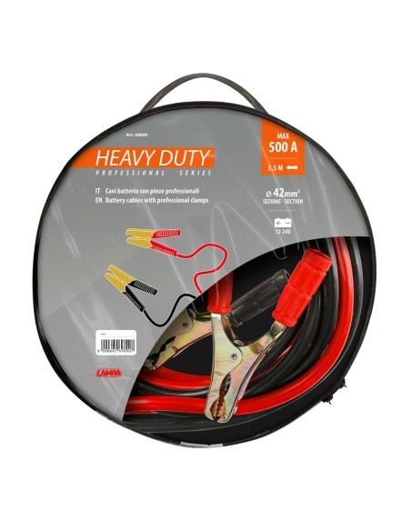 Cavi batteria Heavy Duty 12 24V 350cm 500A 42mmq