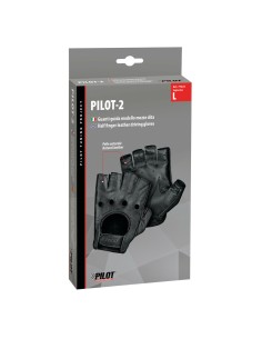 Guanti guida auto mezze dita in pelle nera Taglia L Cuciti a mano 2