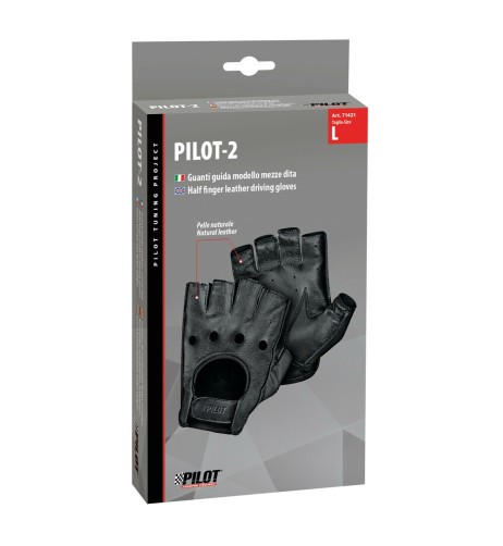 Guanti guida auto mezze dita in pelle nera Taglia L Cuciti a mano