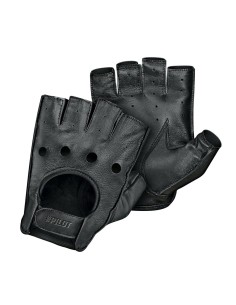 Guanti guida auto mezze dita in pelle nera Taglia XL Cuciti a mano