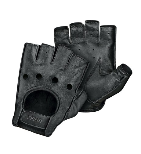 Guanti guida auto mezze dita in pelle nera Taglia XL Cuciti a mano