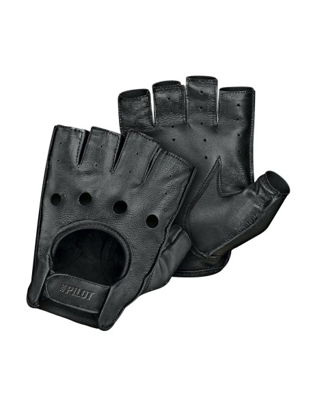 Guanti guida auto mezze dita in pelle nera Taglia XL Cuciti a mano