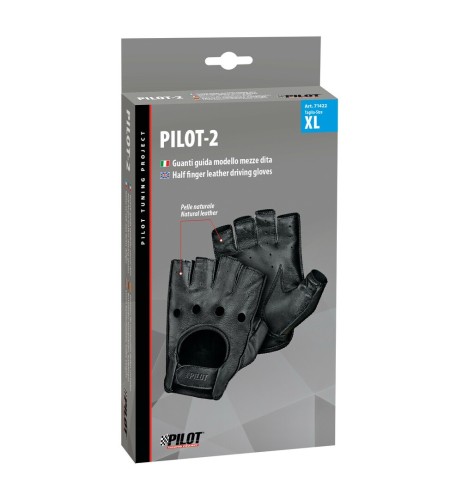 Guanti guida auto mezze dita in pelle nera Taglia XL Cuciti a mano