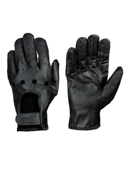 Guanti guida auto in pelle nera Taglia L Cuciti a mano