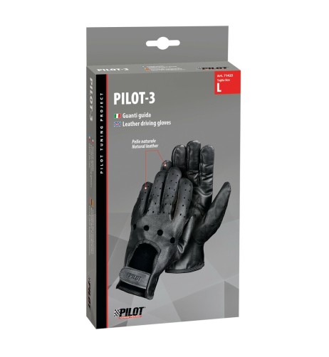 Guanti guida auto in pelle nera Taglia L Cuciti a mano