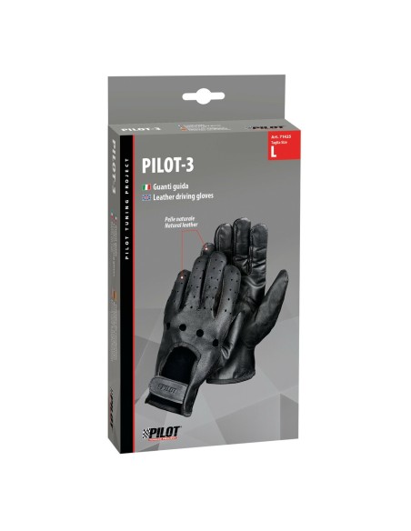 Guanti guida auto in pelle nera Taglia L Cuciti a mano