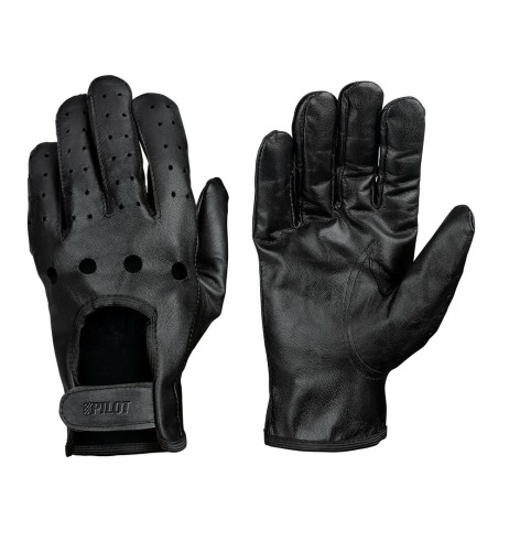 Guanti guida auto in pelle nera Taglia XL Cuciti a mano