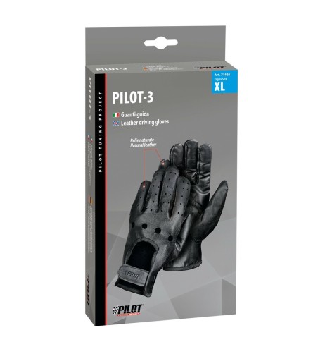 Guanti guida auto in pelle nera Taglia XL Cuciti a mano