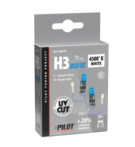 Kit 2 lampadine alogene 24V H3 PK22s 70W ultra bianco camion