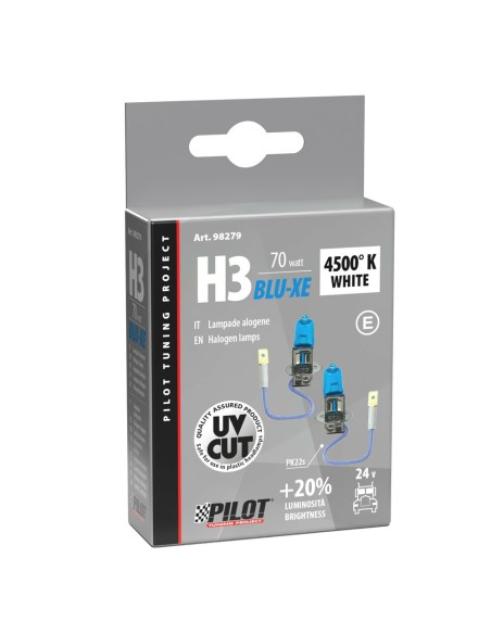 Kit 2 lampadine alogene 24V H3 PK22s 70W ultra bianco camion