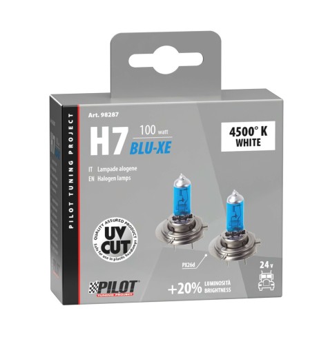 Kit 2 lampadine alogene 24V H7 PX26d 100W ultra bianco camion