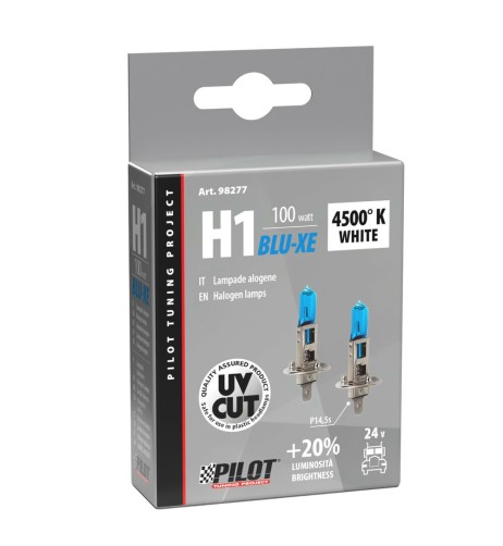 Kit 2 lampadine alogene 24V H1 P14 5s 100W ultra bianco camion