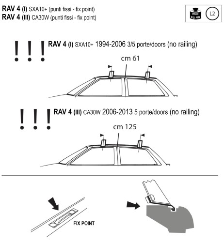 Kit barre portatutto LP49 per Toyota Rav4 5p Crossover 2006 2013
