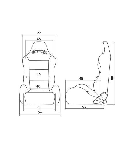 Sedile sportivo reclinabile ribaltabile Simoni Racing Miky red velluto ross