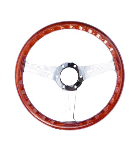 Volante look legno 350mm razze cromate Simoni Racing RESIA