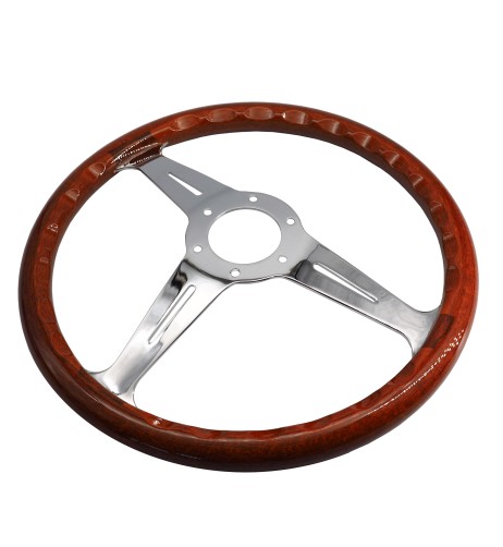 Volante look legno 350mm razze cromate Simoni Racing RESIA