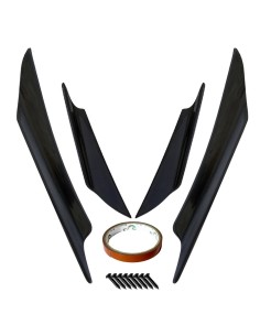 Kit 4 alette canards aerodinamiche per paraurti ABS nero