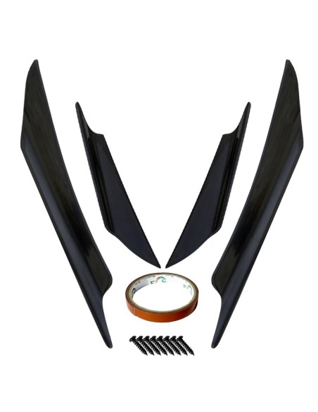 Kit 4 alette canards aerodinamiche per paraurti ABS nero