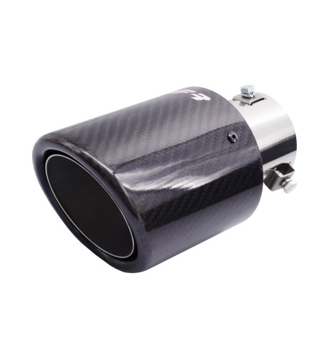 Terminale scarico universale carbonio singolo rotondo inclinato 38 64mm TRX