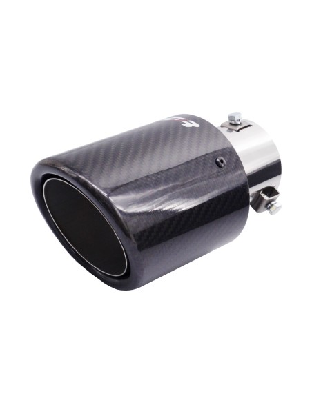 Terminale scarico universale carbonio singolo rotondo inclinato 38 64mm TRX