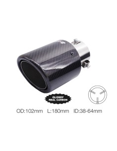 Terminale scarico universale carbonio singolo rotondo inclinato 38 64mm TRX 2