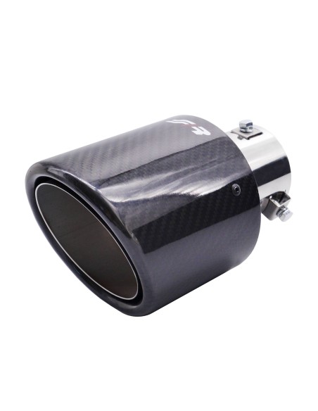 Terminale scarico universale carbonio singolo rotondo inclinato 38 64mm TRX