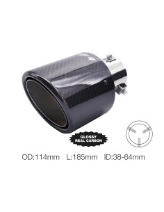 Terminale scarico universale carbonio singolo rotondo inclinato 38 64mm TRX 2