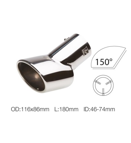 Terminale scarico universale inox singolo ovale DTM TRX 86