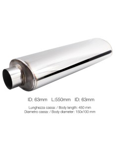 Silenziatore universale inox grezzo uscita rotonda 61mm ESR6 2